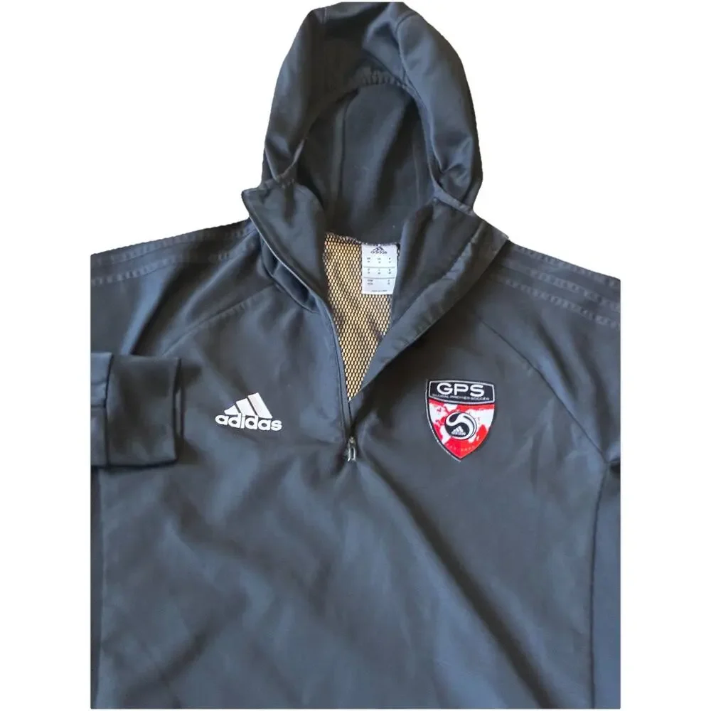 Adidas GPS Soccer FC BAYERN MUNCHEN 1/4 Zip Hoodie Mens M Black ClimaWarm Baggy